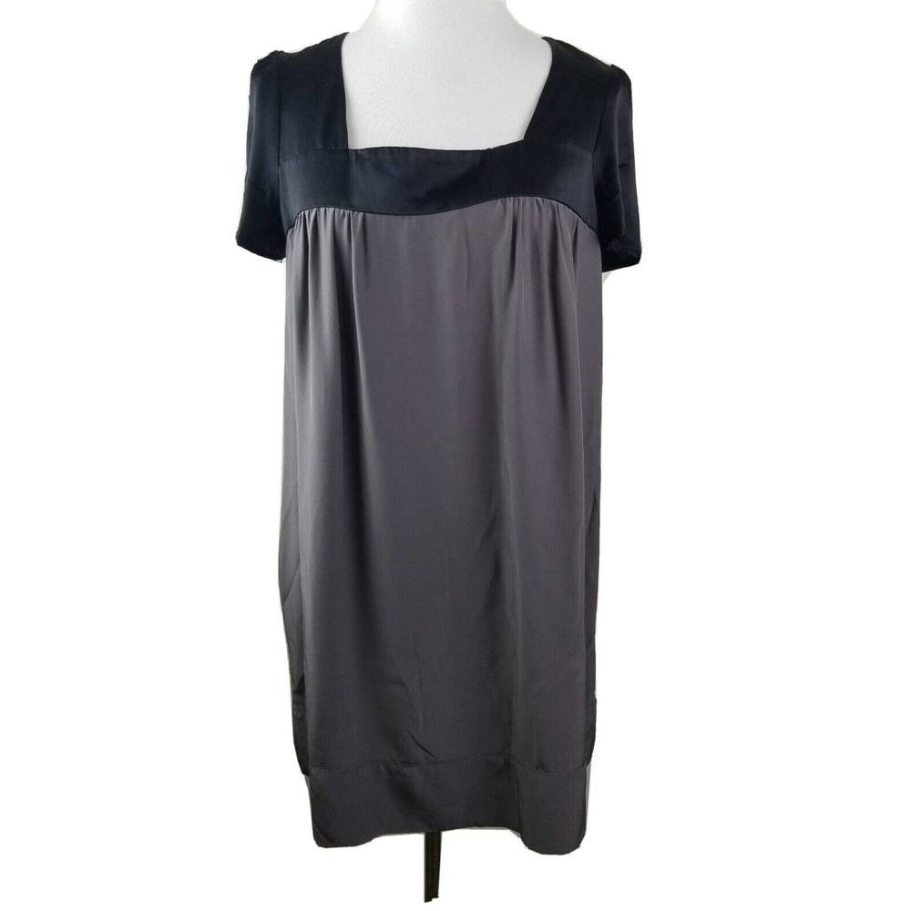 Graham & Spencer Black Women‎ Dress 100% silk pleated Shift Colorblock Small